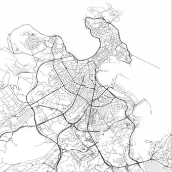 Mapa de A Coruña con la zona de servicio de Pinturas Coruña
