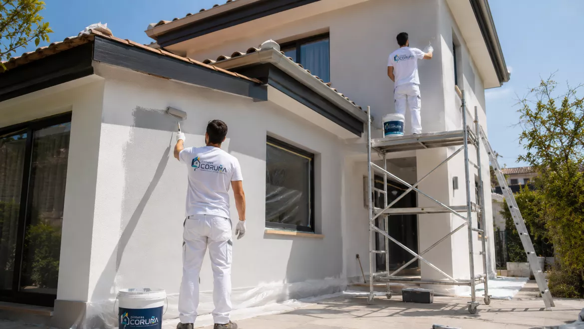 Pintor de Pinturas Coruña trabajando en una vivienda de A Coruña